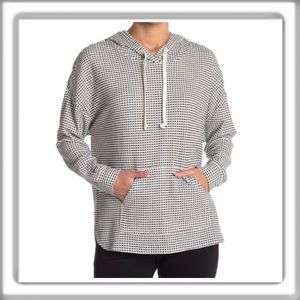 MELLODAY Women’s Black White Check Pullover Hoodie Oversized Top Size Medium